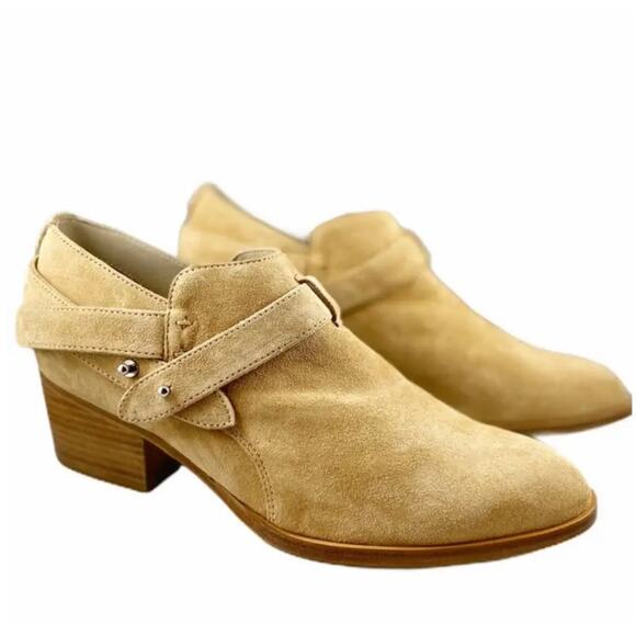 RAG & BONE Harley Ankle Boots Dune Camel Italian Suede Booties Block Heel 10 NIB - Picture 1 of 11